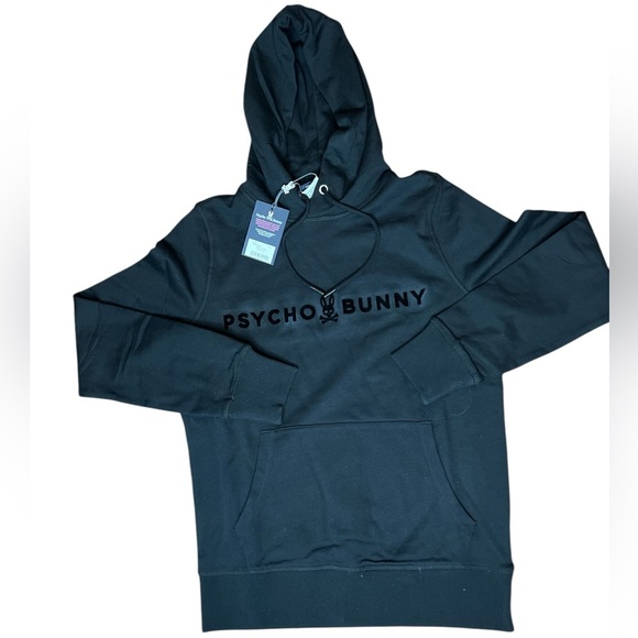 Psycho Bunny  Black Hoodie Men’s Logo Pullover Sweatshirt Size XXS NWT - Picture 1 of 5